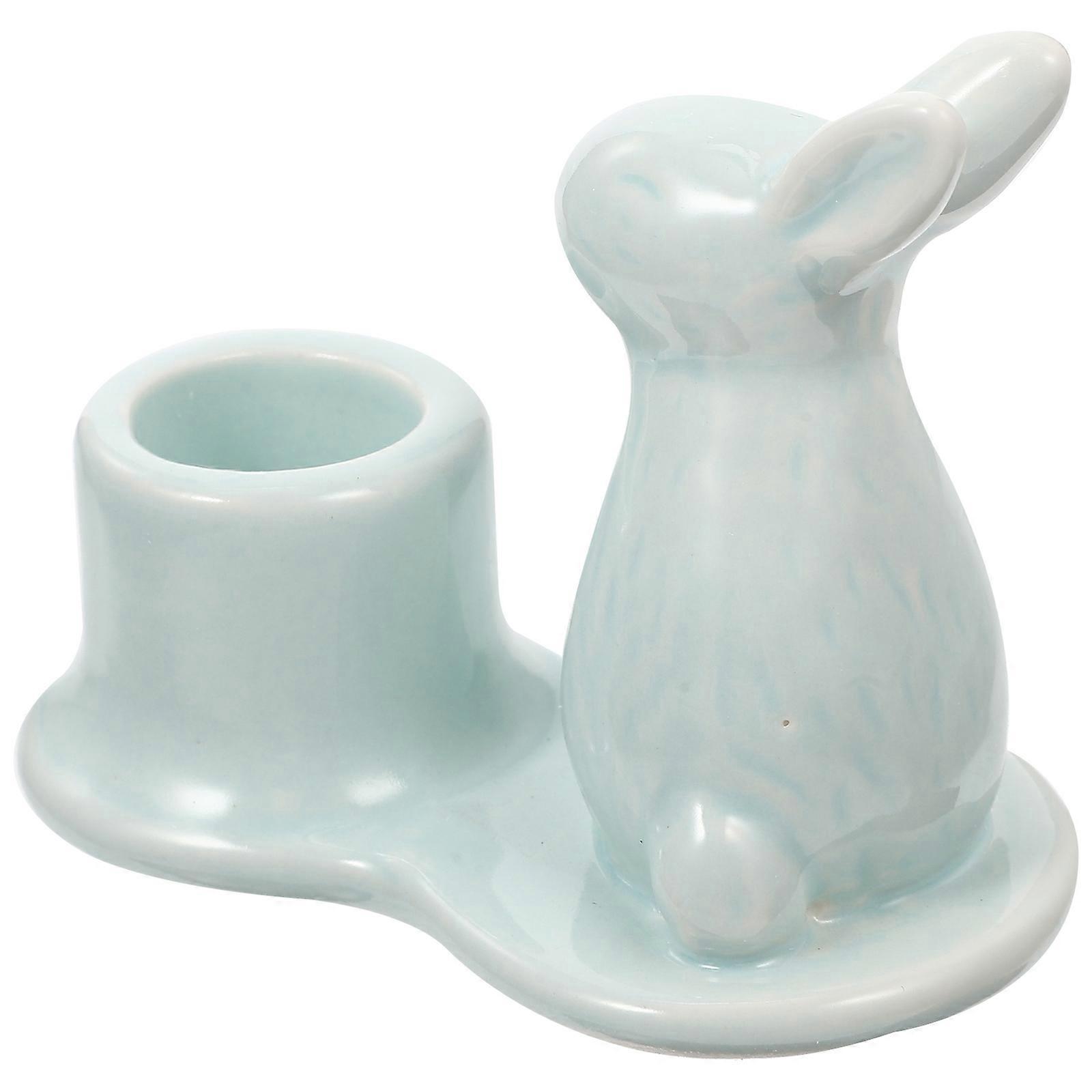 Candlestick Decoration Ceramic Rabbit Shape For Desktop And Table Setting 9x7cm 1Set