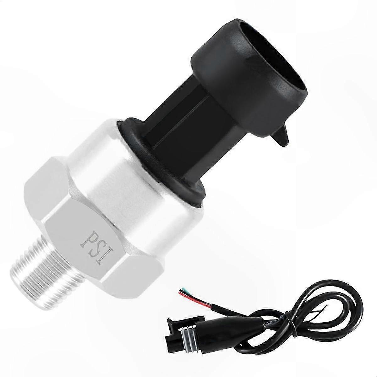 Stainless Steel Pressure Transmitter, 150 PSI Sensor with 1/8" NPT Thread and Connector Harness for Oil Applications