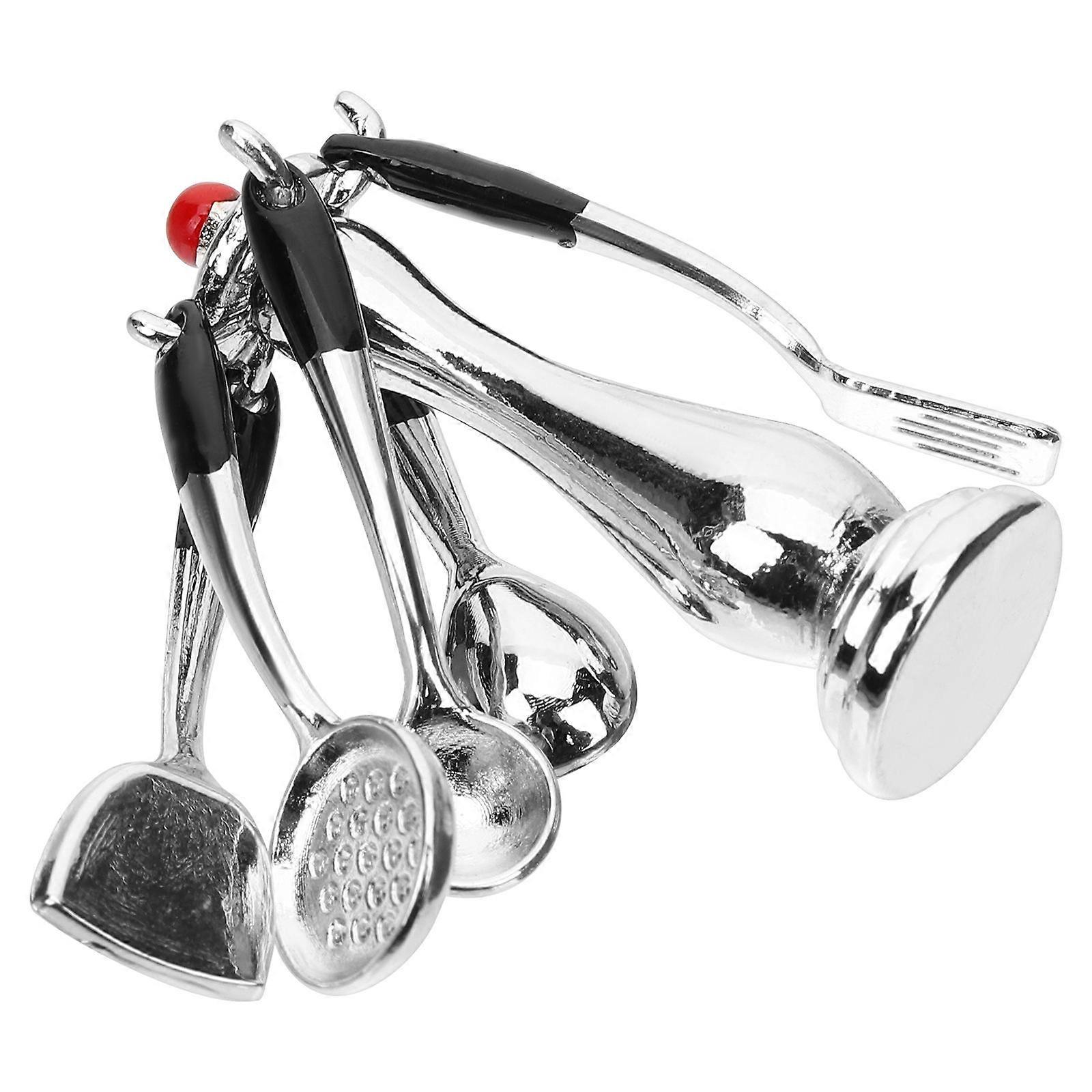 Mini Kitchenware Model for Playing 2Sets Silver Miniature House Utensils