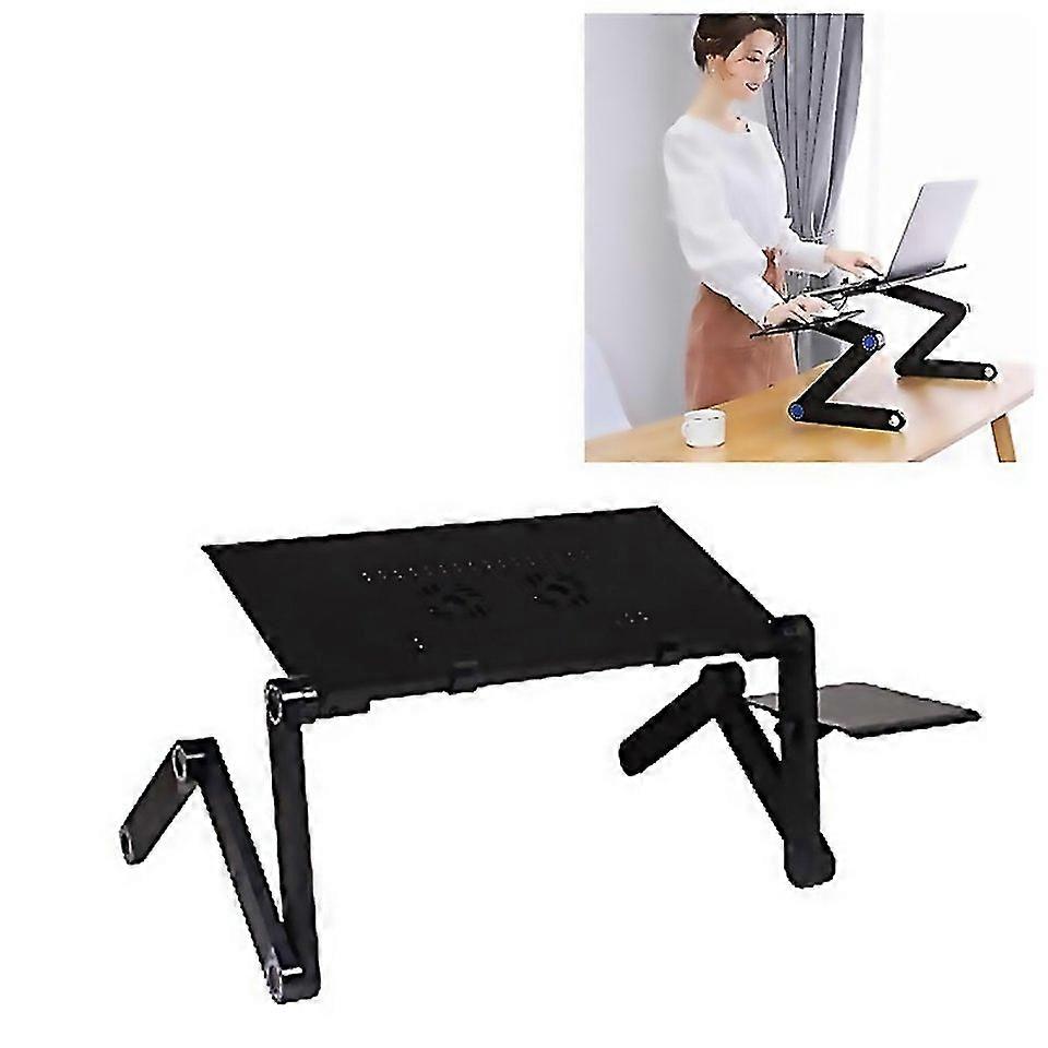 For Portable 360 Degree Adjustable Foldable Aluminium Alloy Desk Stand With Double Cpu Fans Mouse Pa