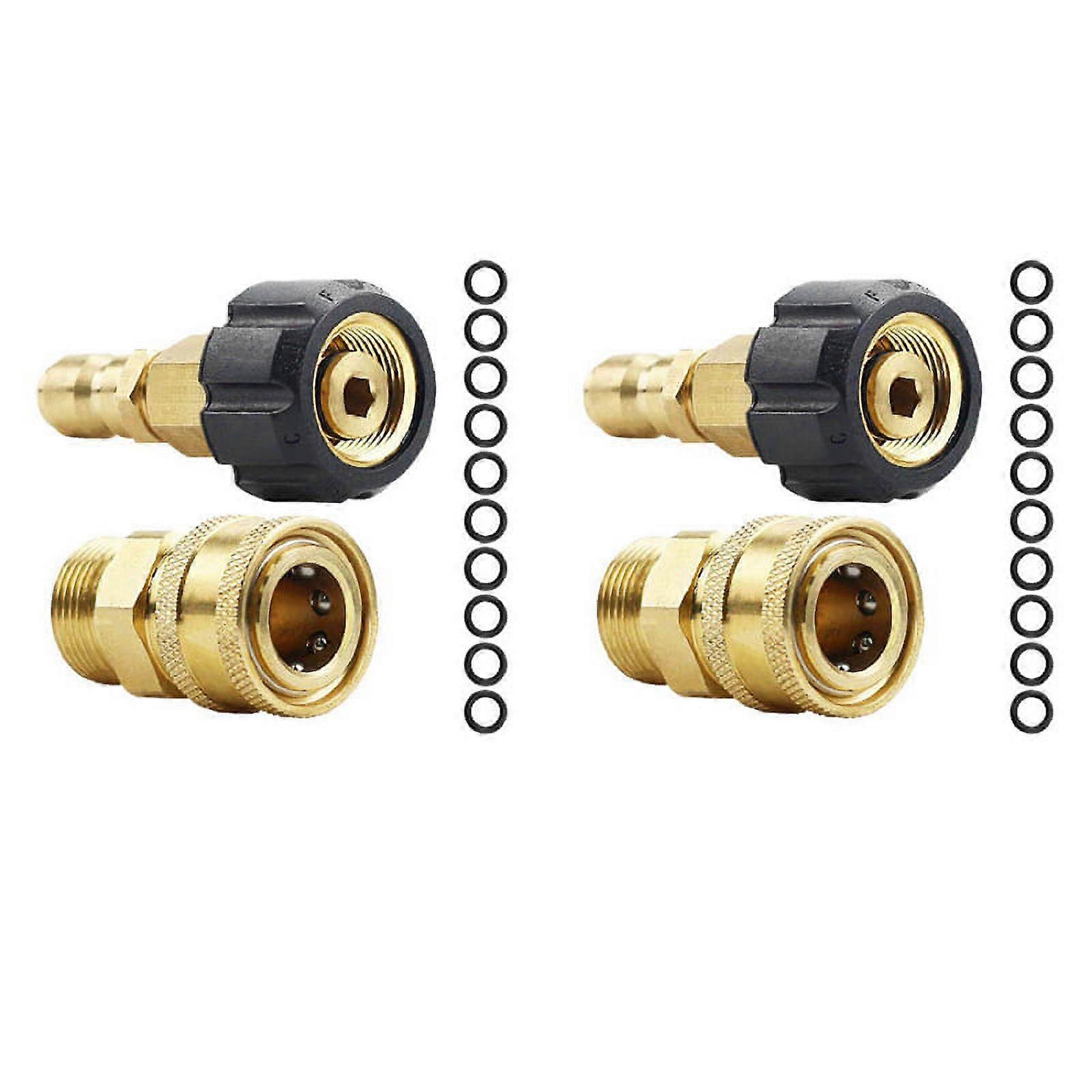 2X Pressure Washer Adapter Set, M22 14mm Swivel To M22 Metric Fitting,M22-14 Swivel + 3/8 Inch Plug,5000 PSI