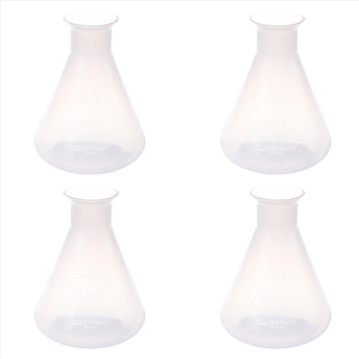 500ml Clear Plastic Laboratory Chemical Conical Flask Storage Bottle