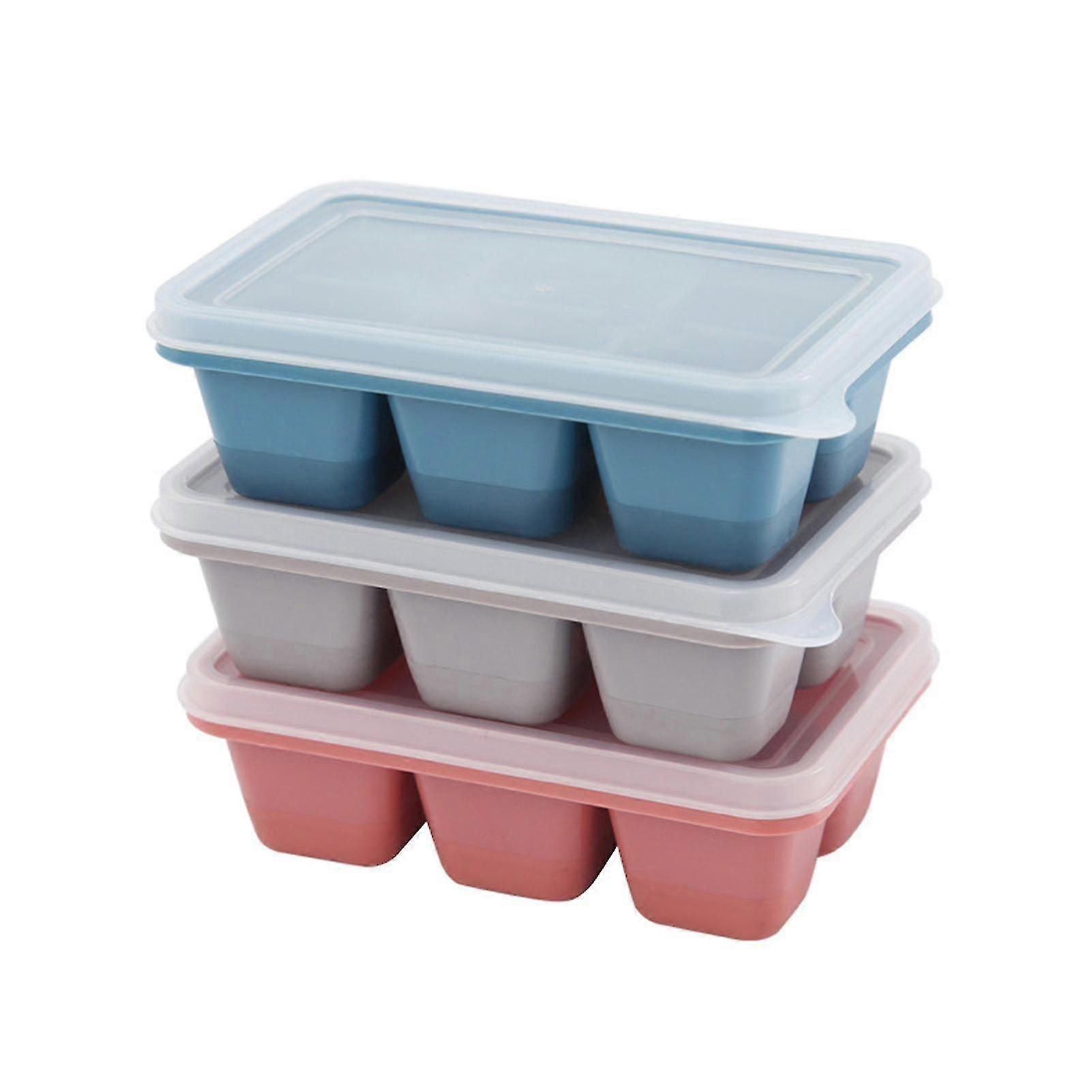 3 Pack Ice Trays 6 Cavity Flexible Bpa Free With Removable Lid Ice Stencils For Chilled Drinks