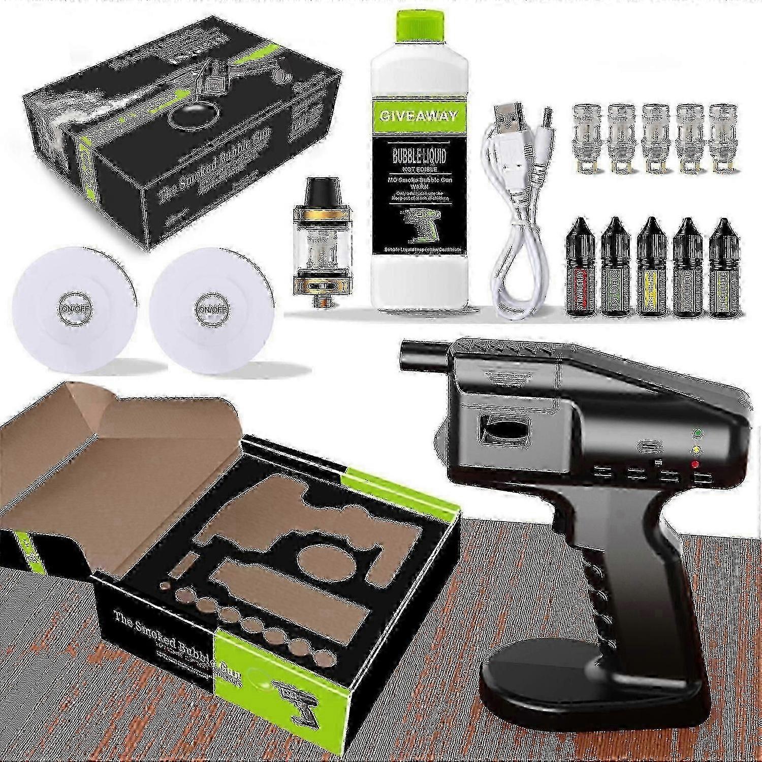 كوكتيل بندقية الدخان ، طقم مدخن الكوكتيل ، مسدس دخان فقاعة الكوكتيل مع زيت عطري 5 نكهات وفقاعة صالحة للأكل للطعام والشراب ، كوكتيل بخار آروم