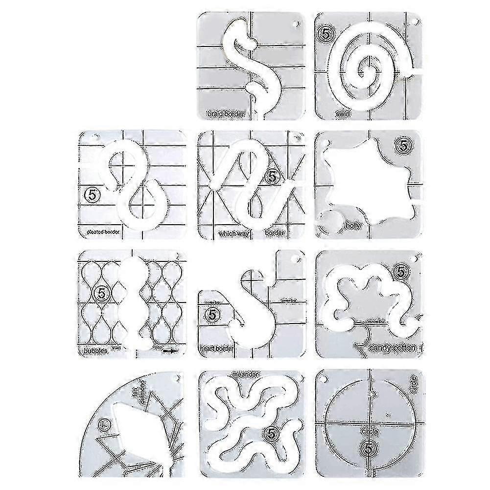 11pcs Free-motion Quilting Template Set-sewing Ruler & Clear Mark Acrylic Ruler & Ironing Ruler For f54