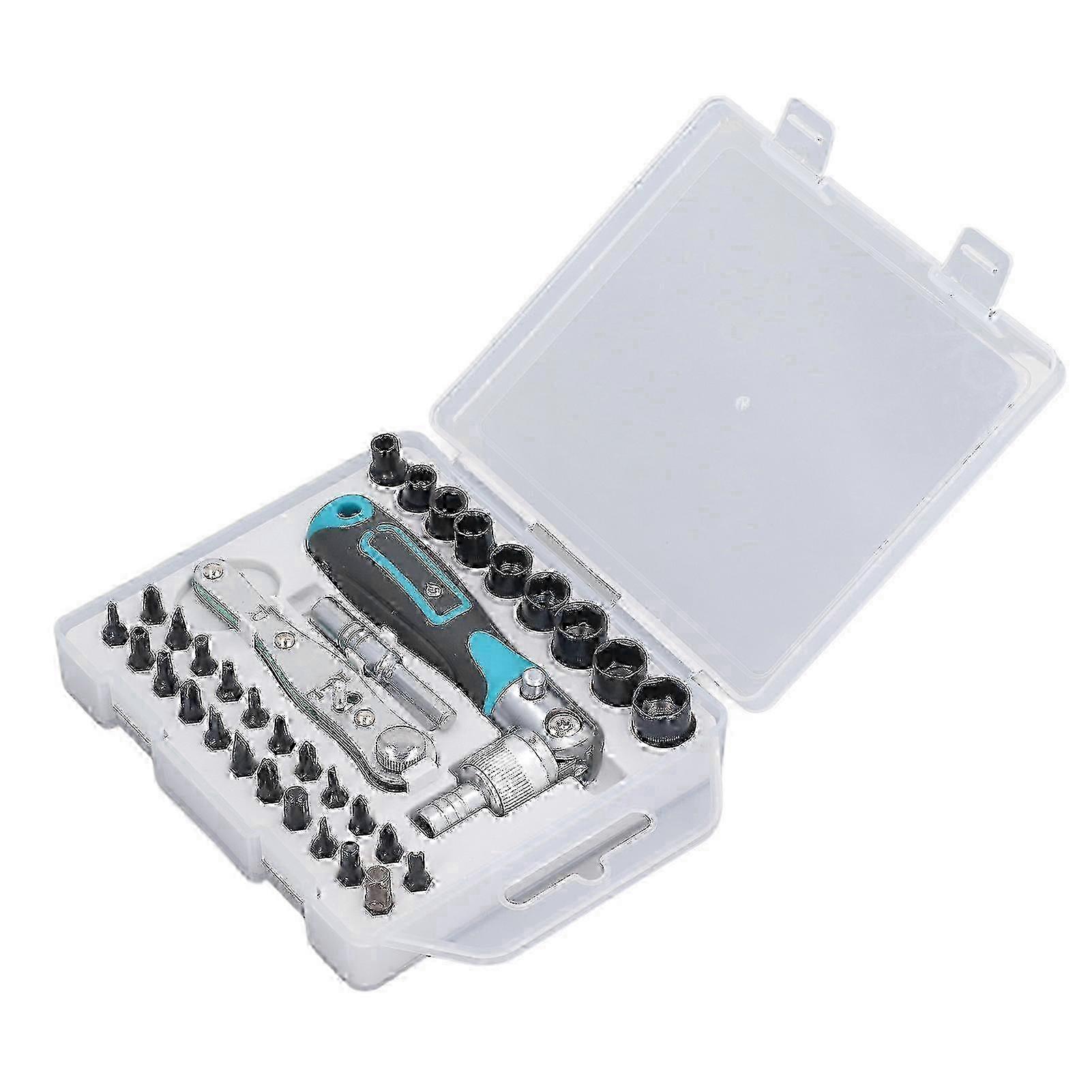 Strong Magnetic 34-Piece Multi-Function Ratchet Screwdriver Set with Bits & Sockets