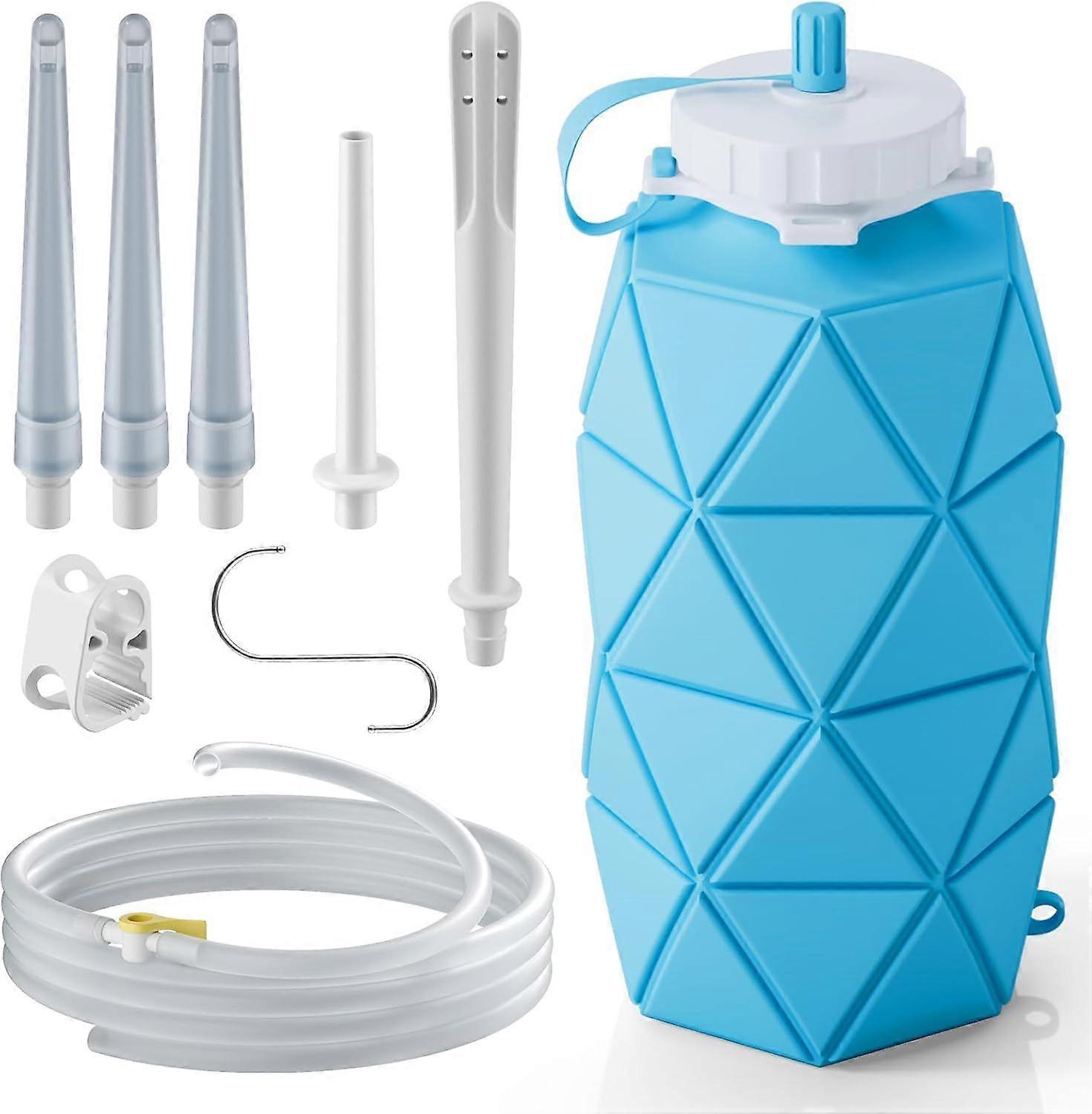 Collapsible Silicone Enema Bag Bottle with 5.2ft Hose, 5