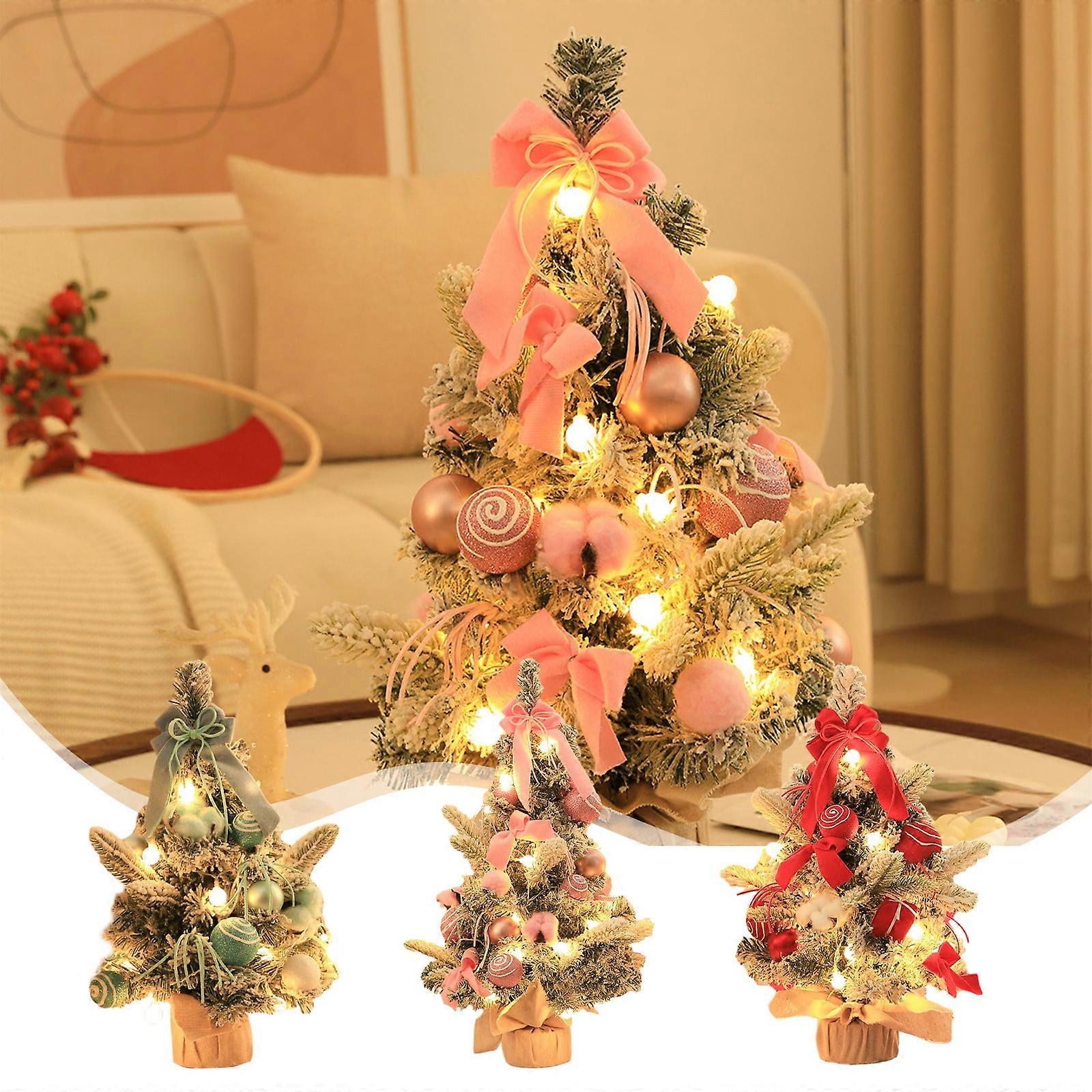 Mini Artificial Christmas Trees Xmas Desktop Decoration Tree Set Tabletop Christmas Tree With Lighting Effects, For Christmas Tabletop Decorations
