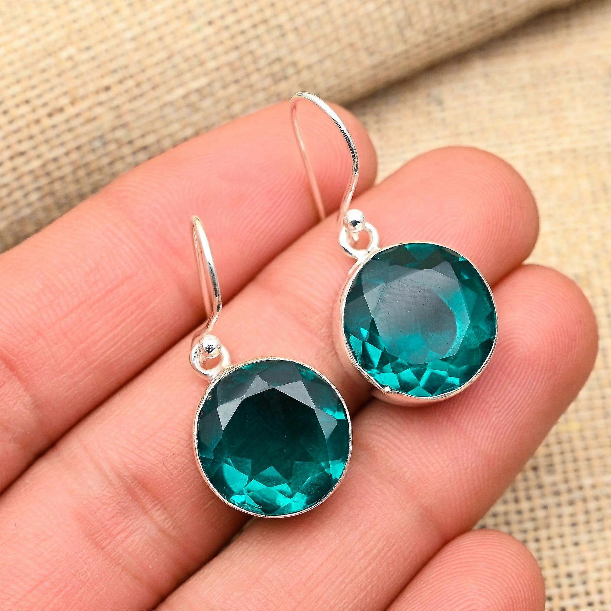 Orecchini in argento sterling massiccio 925 fatti a mano con gloriosa pietra preziosa indicolite per lei