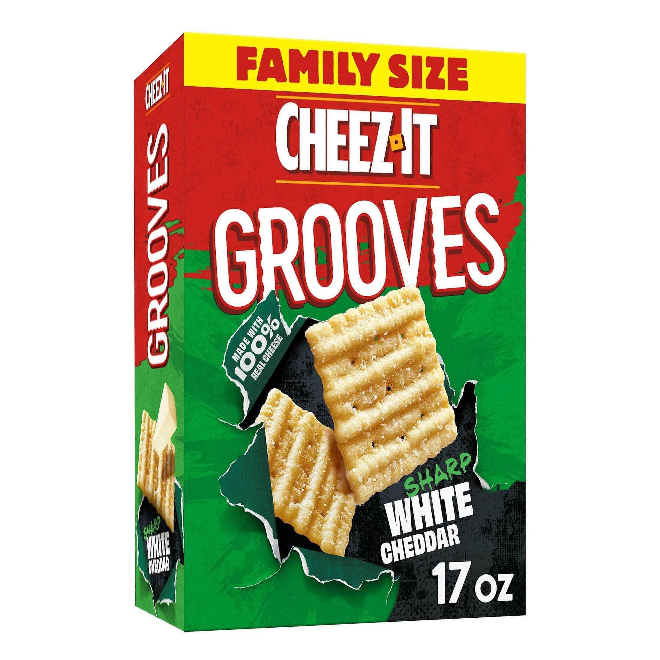 Cheez-it Grooves Cheese Crackers Box, Sharp White Cheddar, 17 Oz