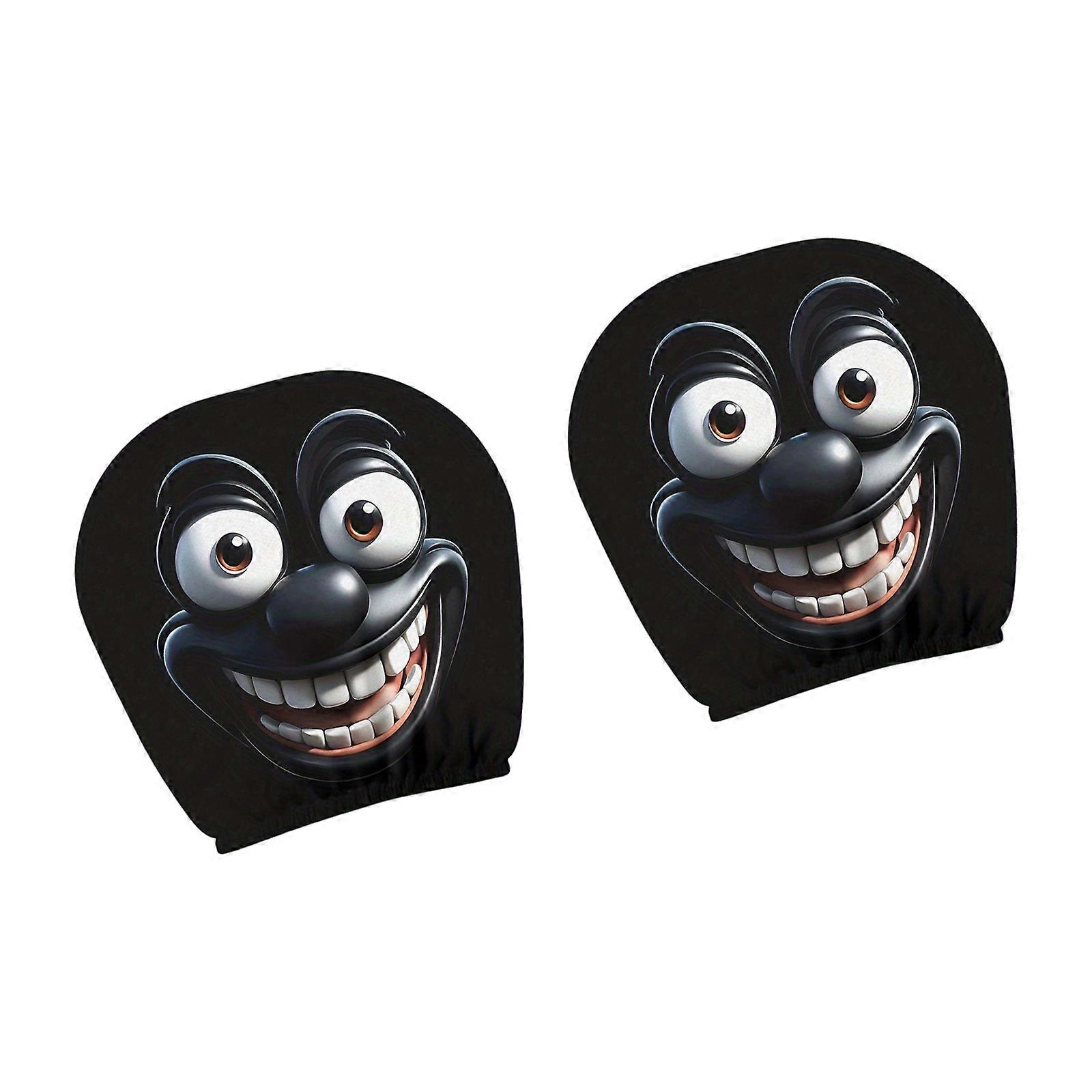 Ergonomic Shape Funny Car Headrest Covers Easy Install Cooling Mesh Cushion Washable Design Perfect for Commuting 1 Pair Multicolor