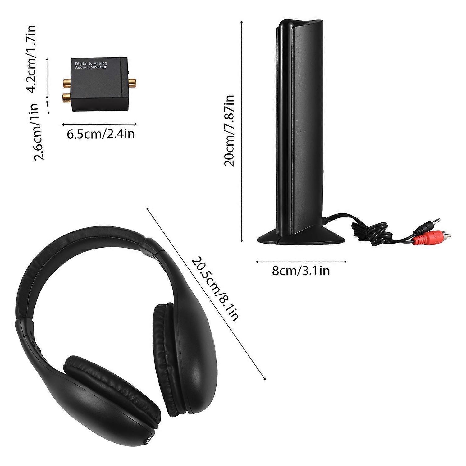 Wireless Headphones for TV Watching with Transmitter and Decoder 5 in 1 TV Over Ear Headset 98ft Wir
