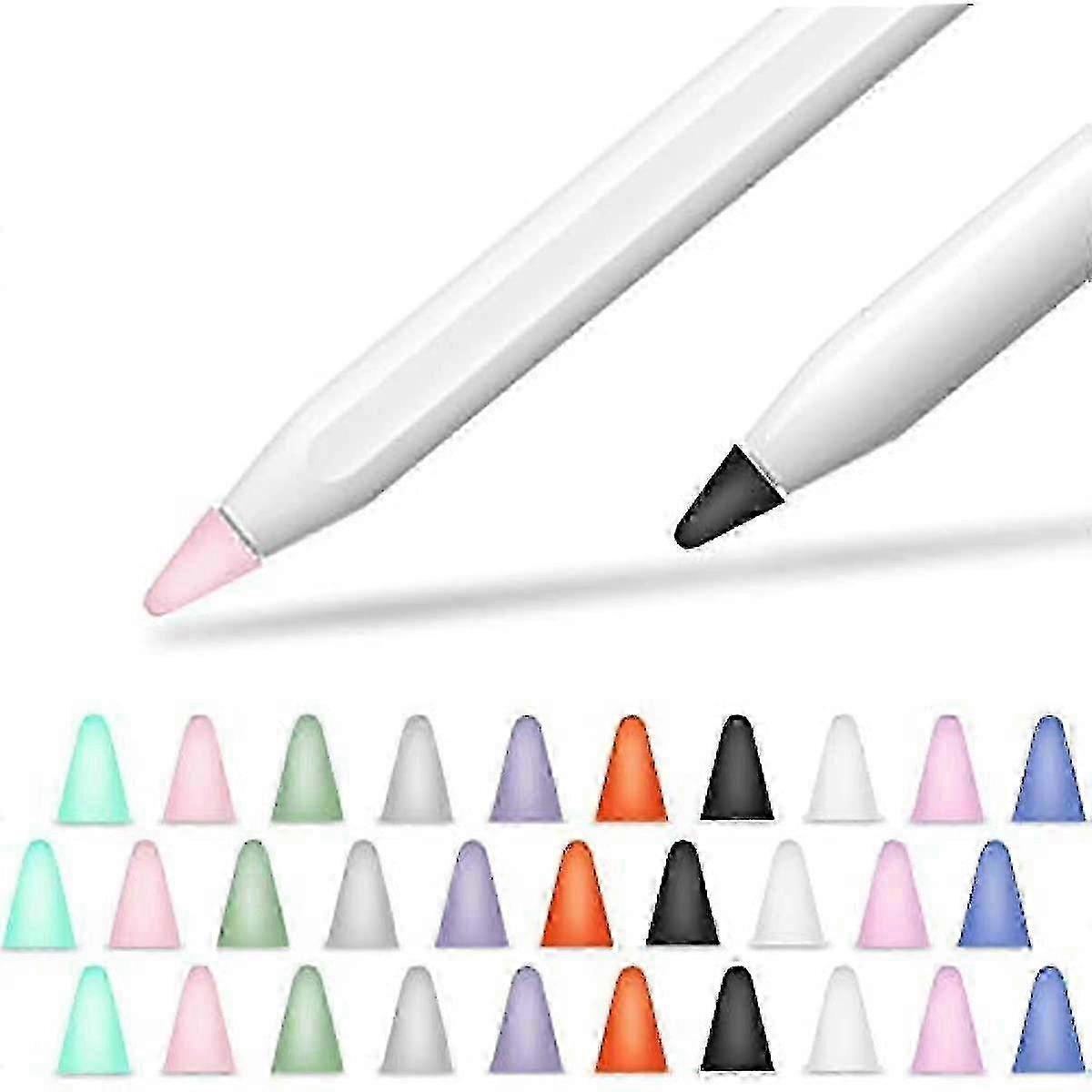 Cover Compatible With Apple Pencil Tips Protector Silicone Nib Cap Accessories For Apple Pencil 1st And 2nd Generation(30 Pcs,10 Colors)