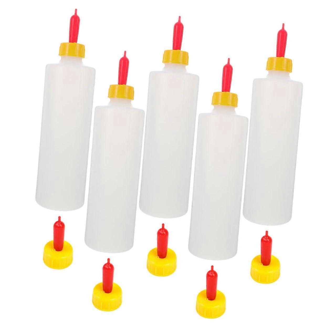 5pcs 400ml Feeding Bottles with Long Teats for Newborn Calves and Animals