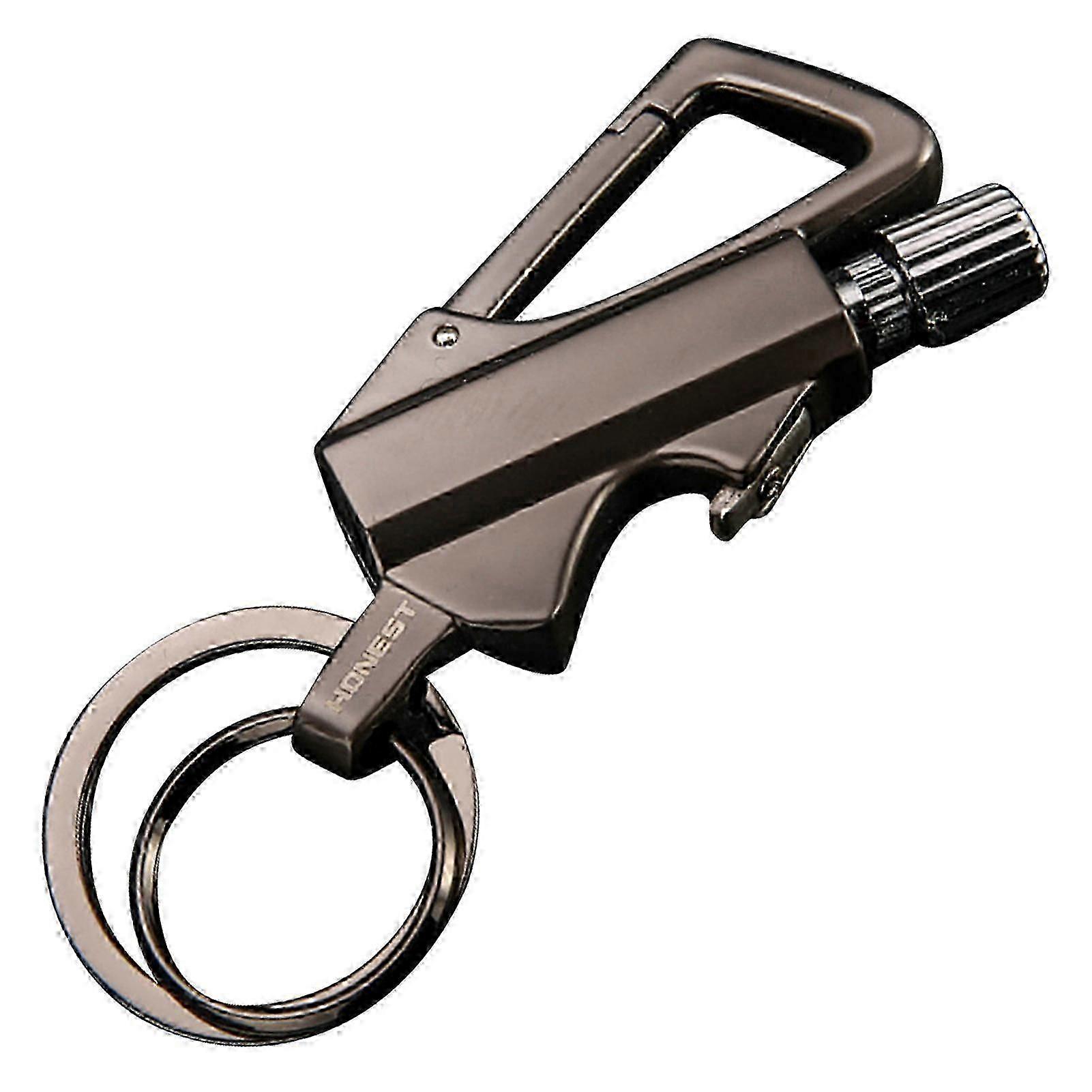 Flint lighter keychain for emergency use, matchstick fire starter with kerosene refill and bottle opener