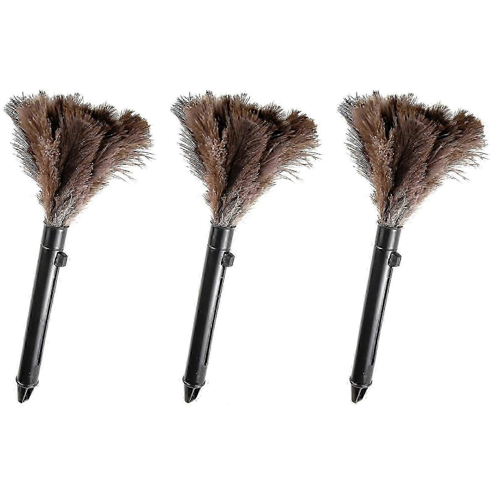 3 Pack Retractable Ostrich Feather Duster Anti-Static Reusable for Home Car 10 to 15 Inches