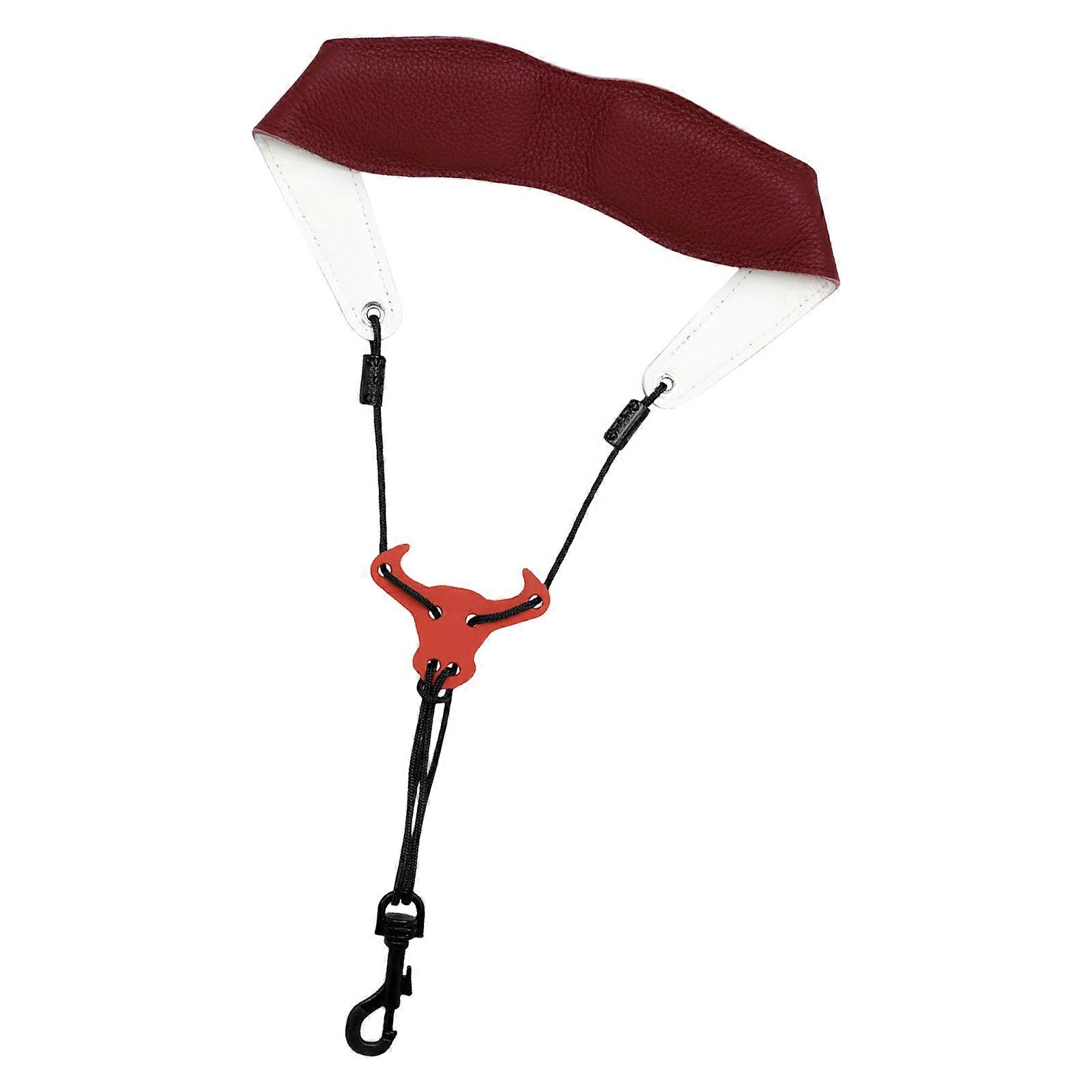 Tracolla regolabile Imbracature per sassofono Cinghia di ricambio per sassofono in pelle di moda per tenori / contralti / soprani Borgogna