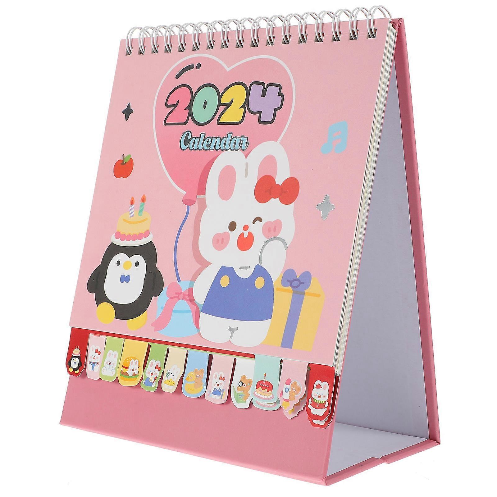 Desk Calendar 2024 Standing Flip Desktop Calendar Portable Calendar for Home Office