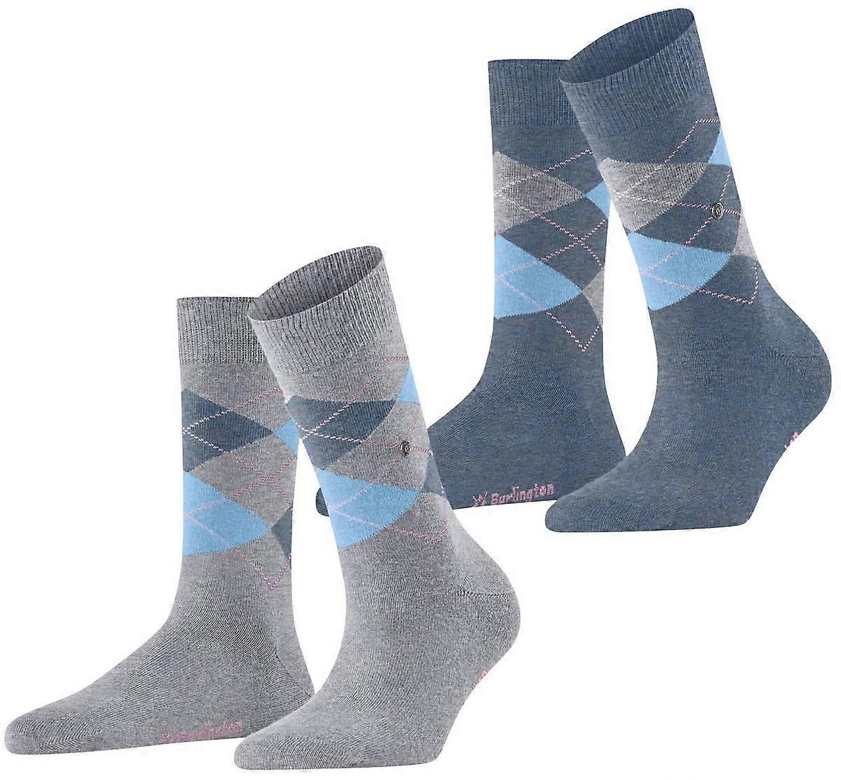 Burlington Everyday Argyle 2 Pack Socks - Arctic Mel Grey