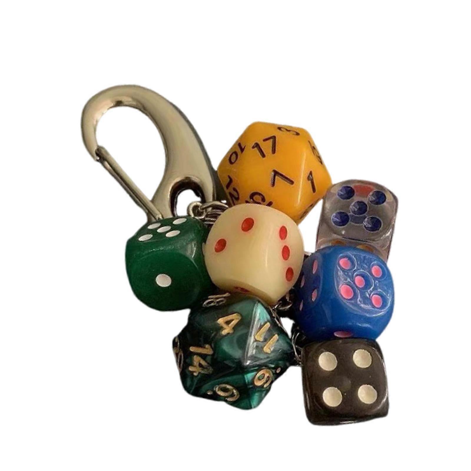 Practical Assorted Small Dices and Sturdy Keychains Resin Fashion Accessory Portable for Athletes and Hobbyists Multicolor