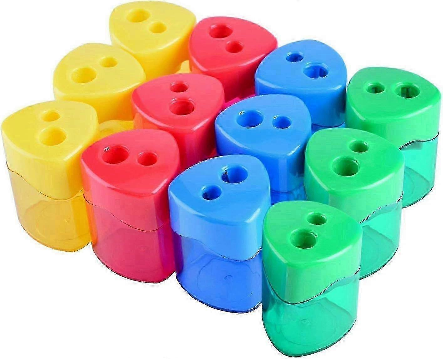 2025 Set of 12 Manual Pencil Sharpener, 2 Hole Pencil Sharpener for Standard Pencils and Colored Pencils
