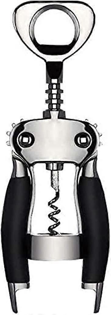 Wine Bottle Opener Wing Corkscrew with Zinc Alloy Handle for Red and White Wines, Black