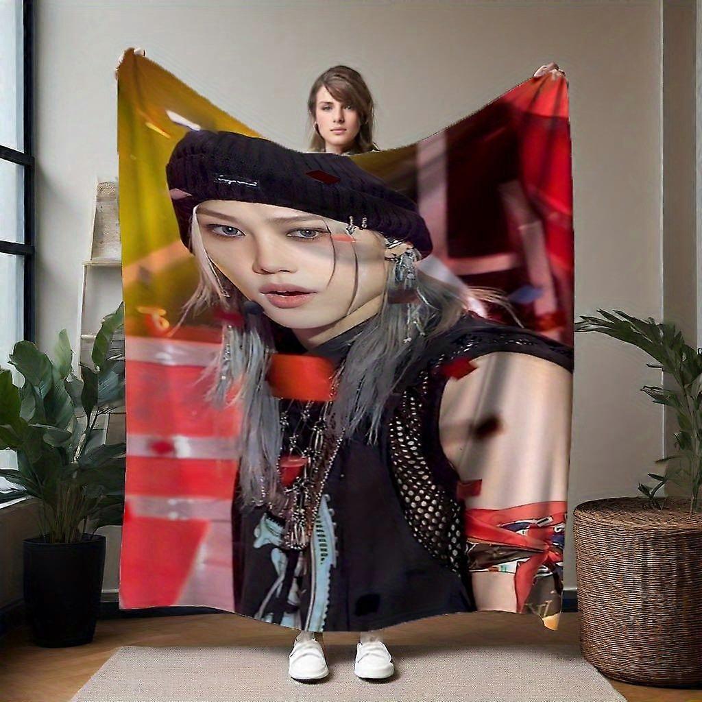 Felix Contemporary Style Flannel Blanket - Super Soft Lightweight All-Season Throw with Vibrant Graphic Print, Perfect f-QAZXC89