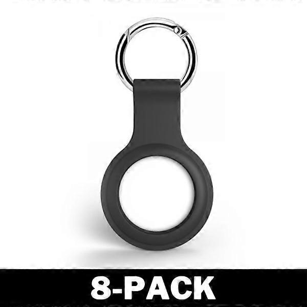 Airtag compatible with Apple Case Silicone With Keychain Black 8-Pack