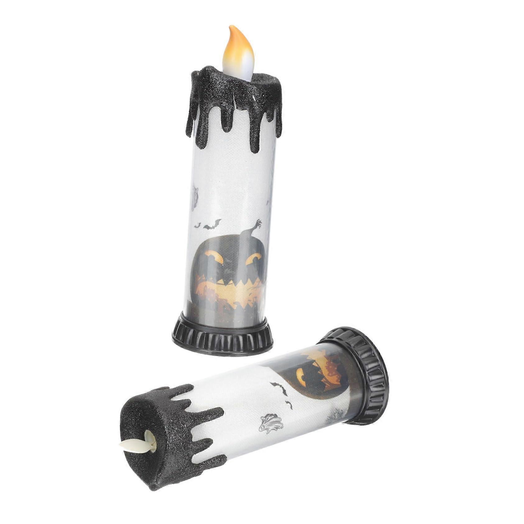 2pcs Halloween LED Tealight Candle Lamp Dripping Tear Design Battery Operated for Home Events Unique Decoration