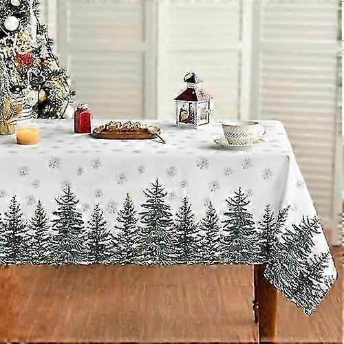 Artoid Mode Snowflakes Pine Trees Christmas Table Cloth, Rectangular 140x220 cm Winter Xmas Table Cover Protector For Party Home Table Decorations Edi