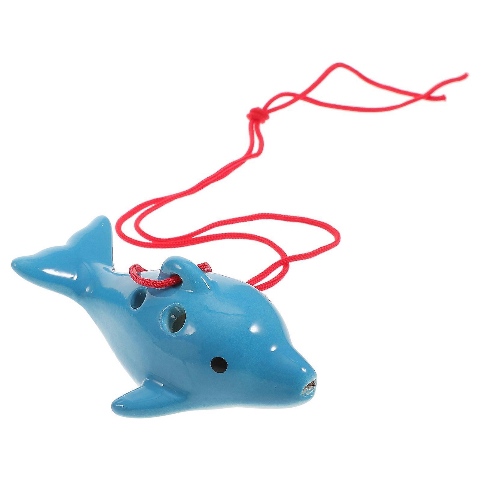 Beginner Musical Instrument Ceramic Ocarina Practice 2Pcs Blue 6-Holes