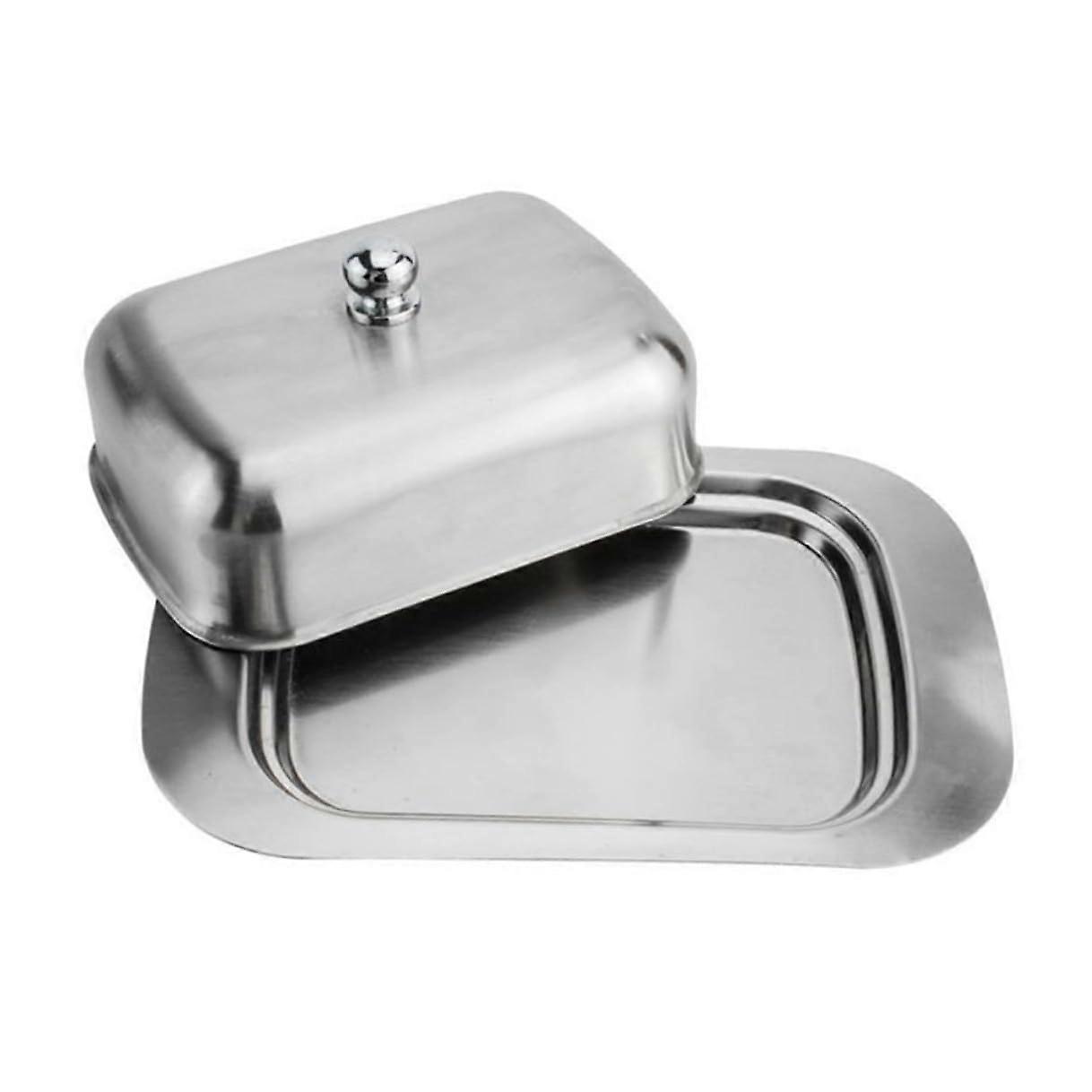 Stainless Steel Butter Dish with Lid Airtight Seal Keeps Butter Fresh Durable Kitchen Counter Storage