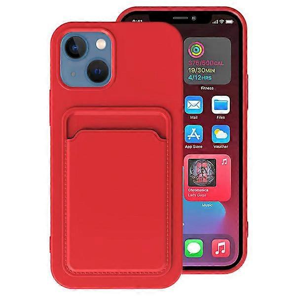 Compatible with iPhone 13 Mini - Practical Stylish Case with Card Holder Red