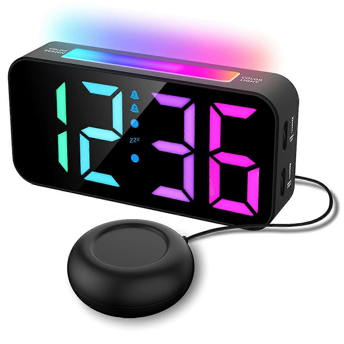 RGB Night Light LED Clock with Mood Light 2 with Digital Night Light Clock Bell USB Power