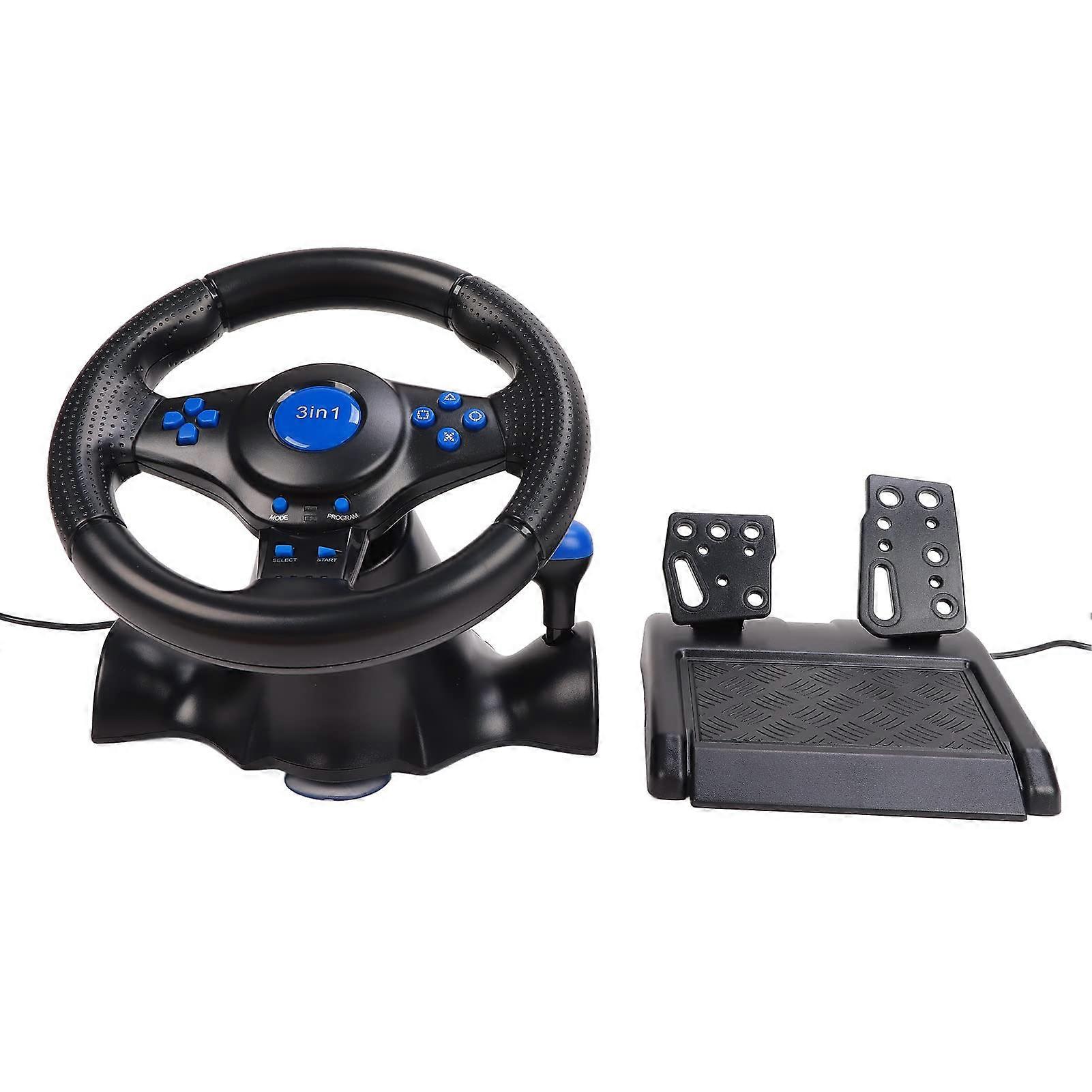 Racing Wheel for PS3 PS2 PC with Pedals, USB, Dual Vibration, 180° Steering