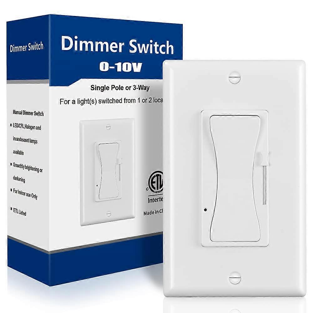 010V LED Dimmer Switch Low Voltage for Dimmable Lights SinglePole or 3Way Wallplate White