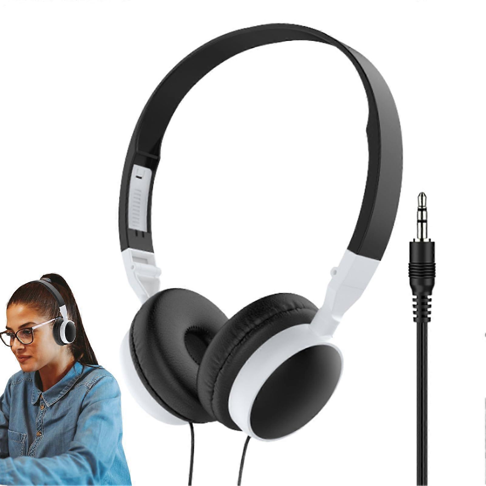 Wired Headset, OverEar Computer Headphones, Foldable OnEar NoiseCanceling, Compatible With Tablets And Mobile Phones