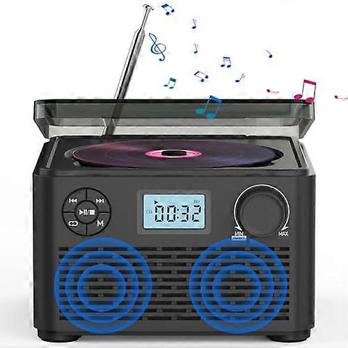 Portable CD Player With Cassette Combo, 4000mAh Battery, FM Radio, Indoor/Outdoor Use, Vintage Style Music Disc Player