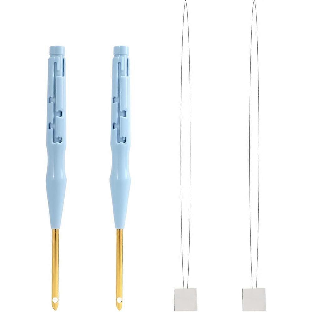 2 Pack Adjustable Punch Needle-Tool & -Embroidery Tools, with Needle-Threaders for Hand Sewing, Kit