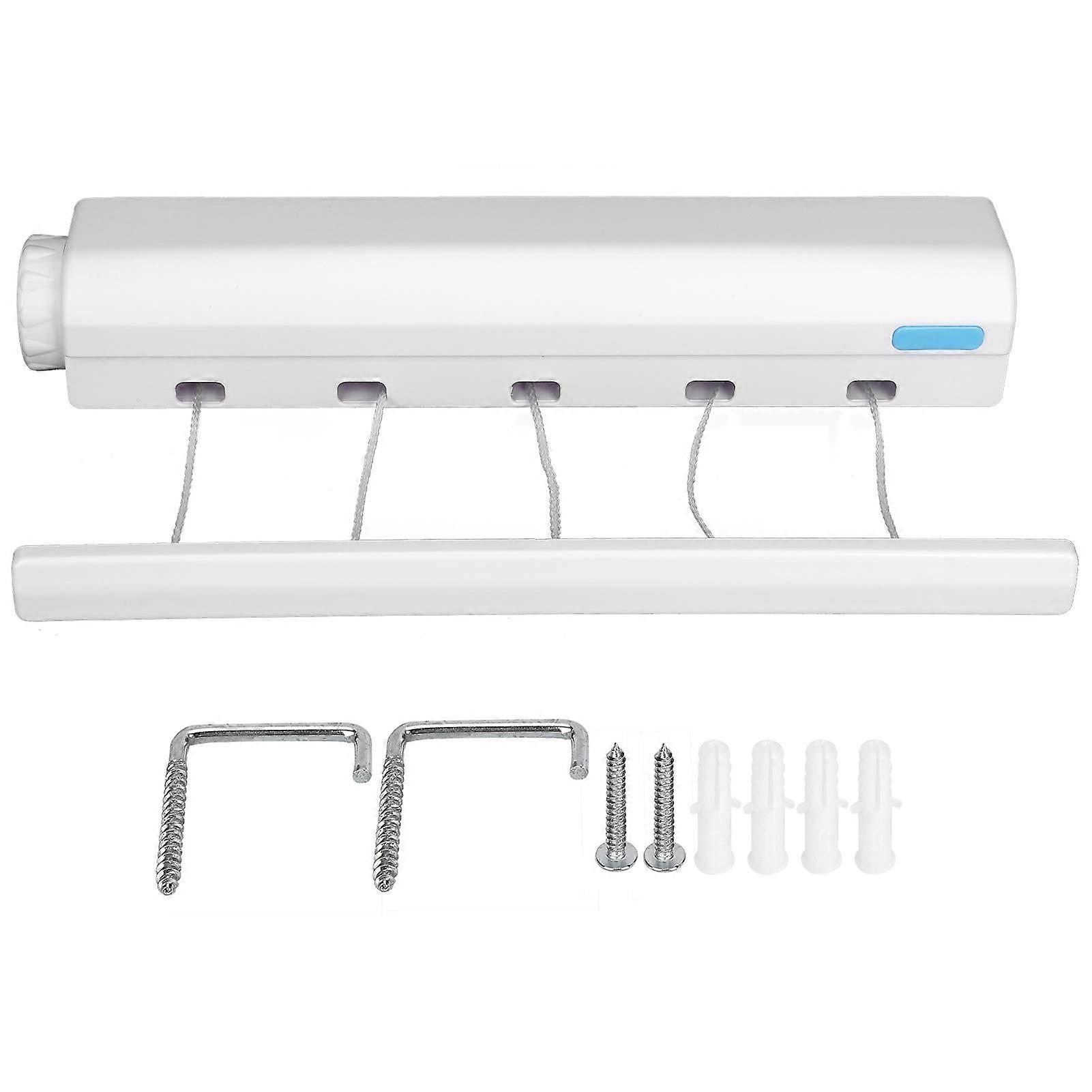 Retractable Clothesline with Adjustable Locking, 8kg Load, Indoor Outdoor Wall Mounted 5Line Drying