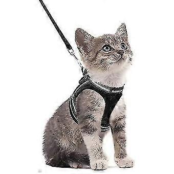 Cat Harness With Leash,breathable Kitten Harness Black Vest