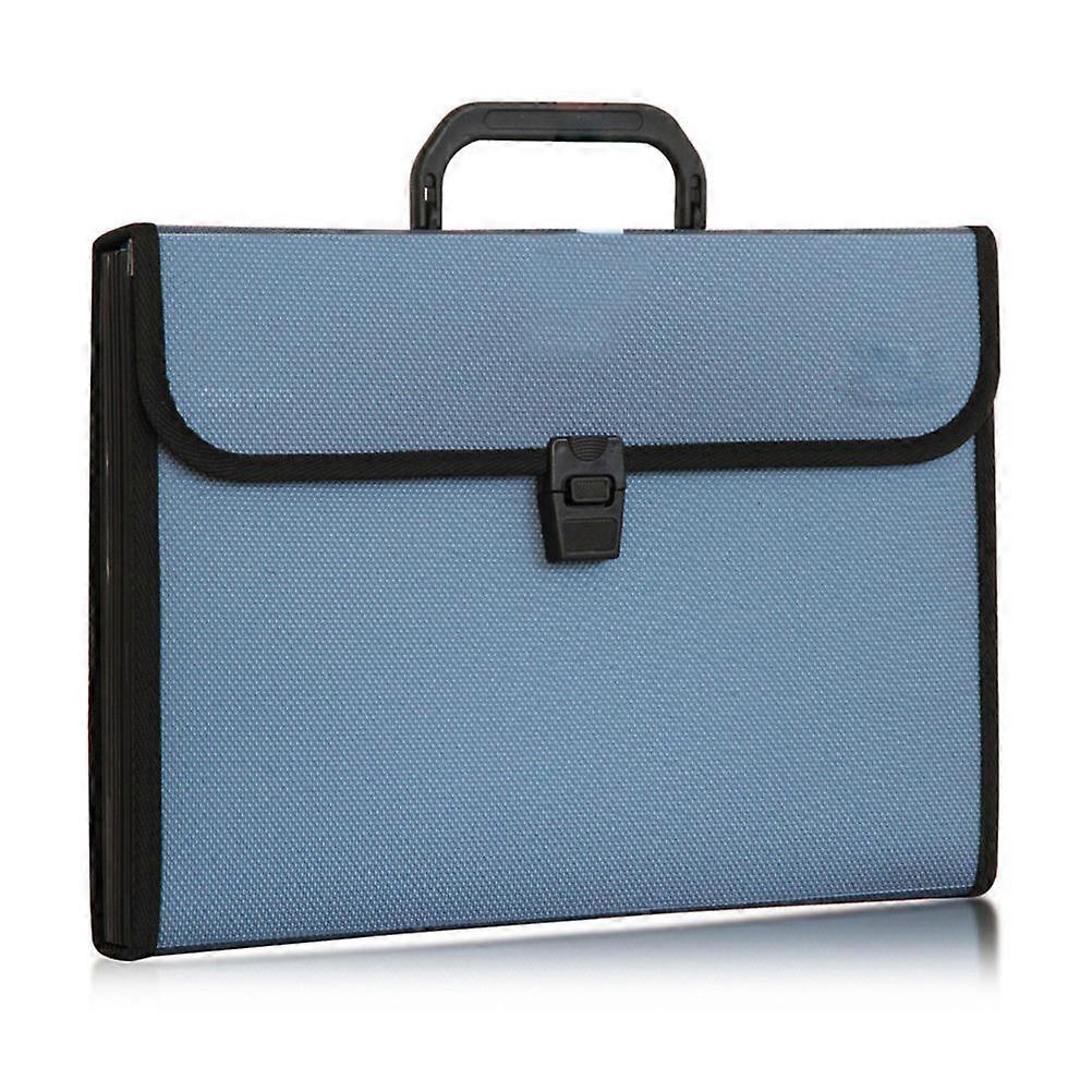 Blue Expanding File Folder for Documents 12 Pockets with Buckle Handle