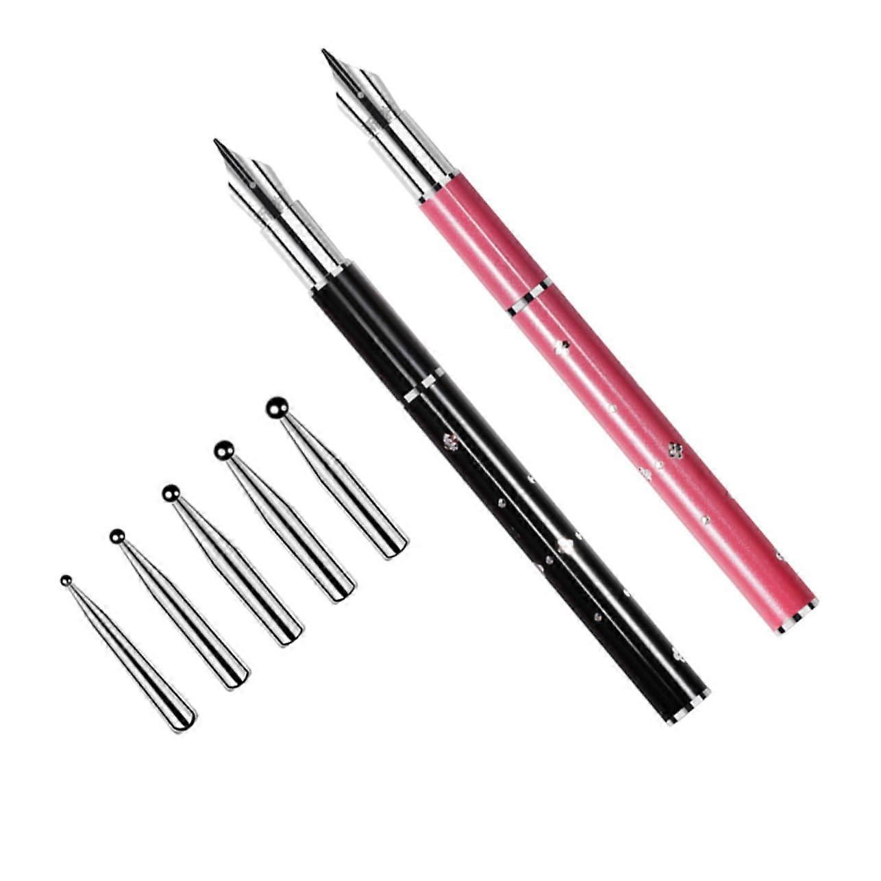 2pcs Professional Nail Art Pen Set with Fine Tip Brushes for Precise Line Designs