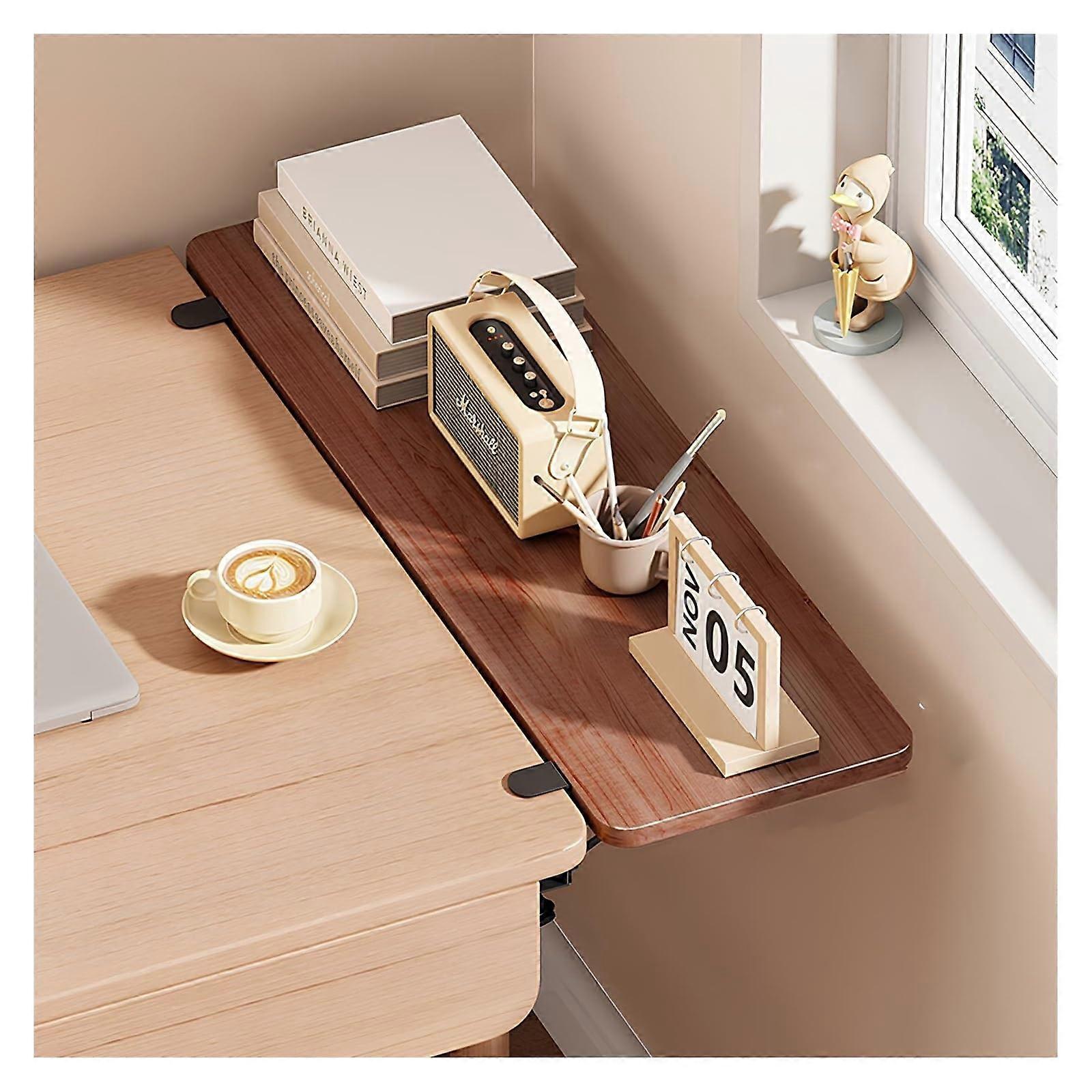 ClampOn Desk Extender with WallMounted Keyboard Tray, Foldable SpaceSaving Board, Teak 60x25cm