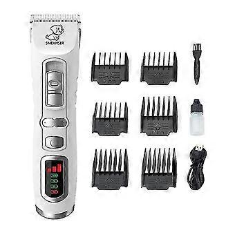 Pet Hair Clipper with Ceramic Blade LCD Display 3-Speed 6 Combs Universal Wireless Haircut Kit for Dogs and Cats