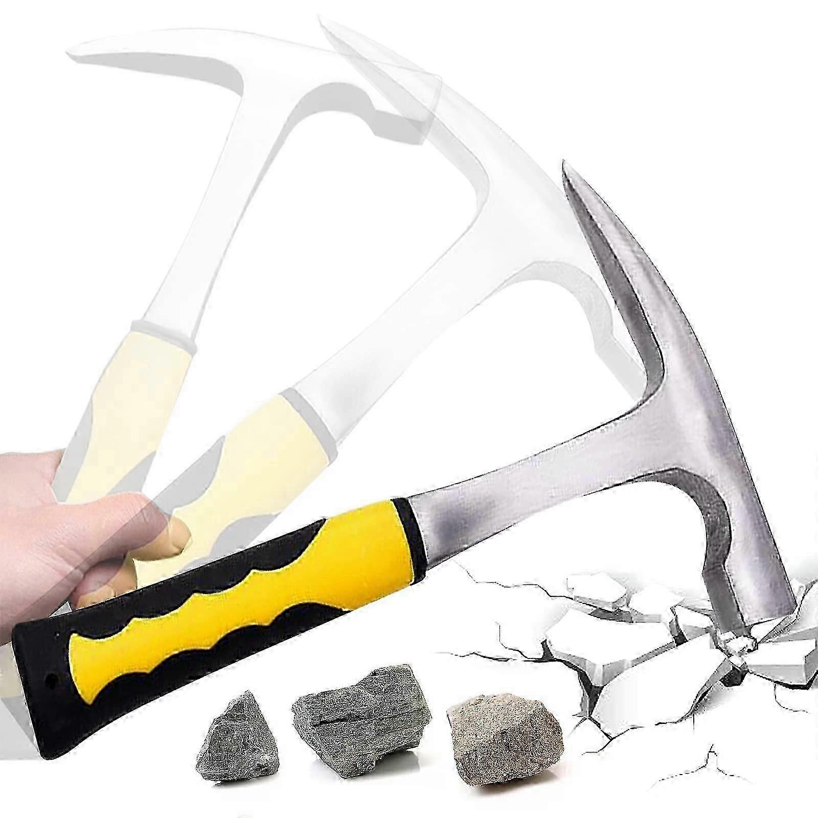 Dual-Head Brick and Geology Hammer with Flat Chisel & Comfortable Rubber Grip