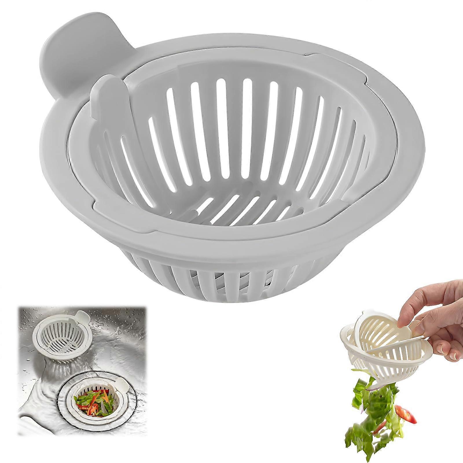 Sink Strainer Basket Rust Resistant Mesh with Odor Control Quick Clean Universal Kitchen Sink Filter Grey