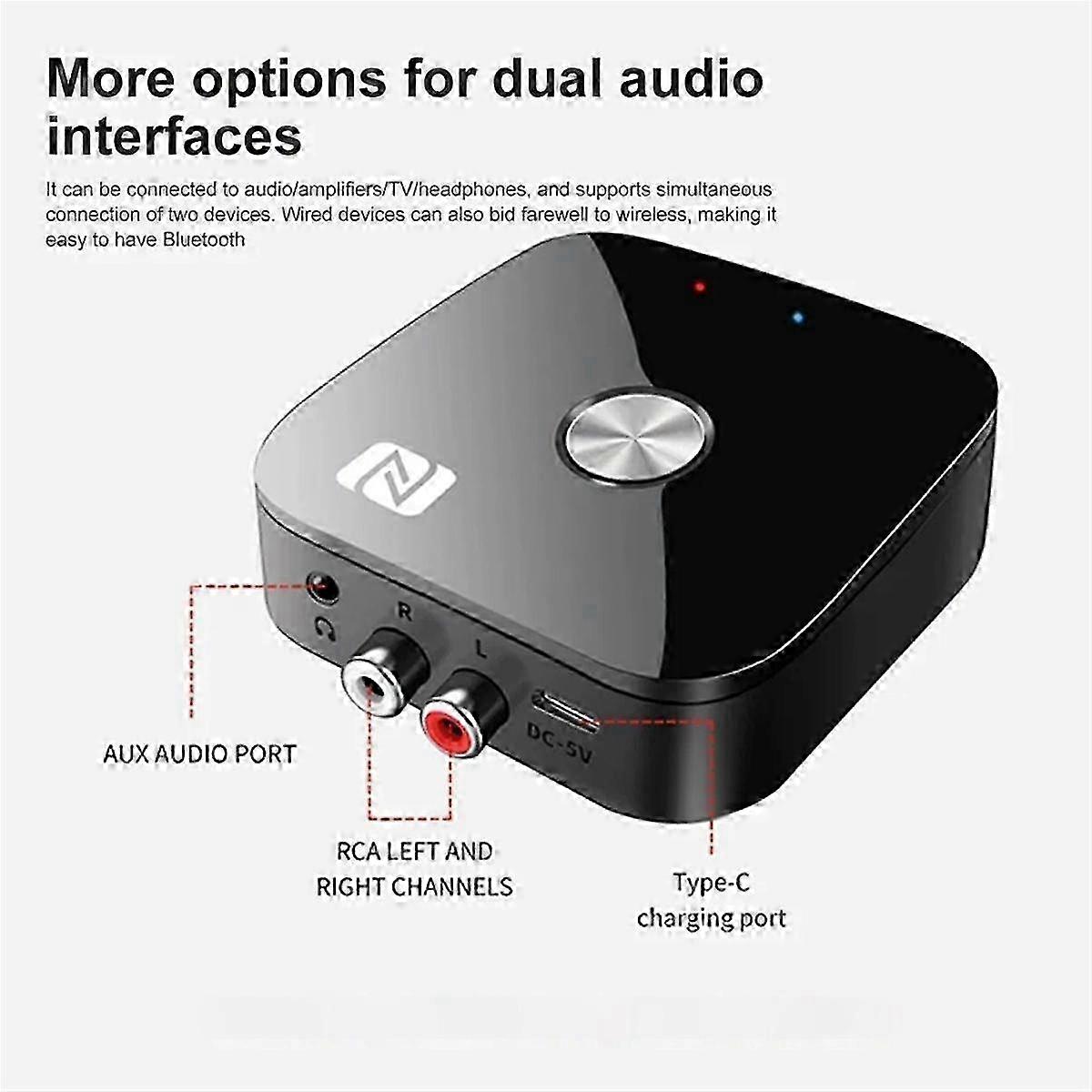 Bluetooth 5.3 Audio Receiver NFC 3.5mm AUX Bluetooth Adapter compatible Stereo Receiver