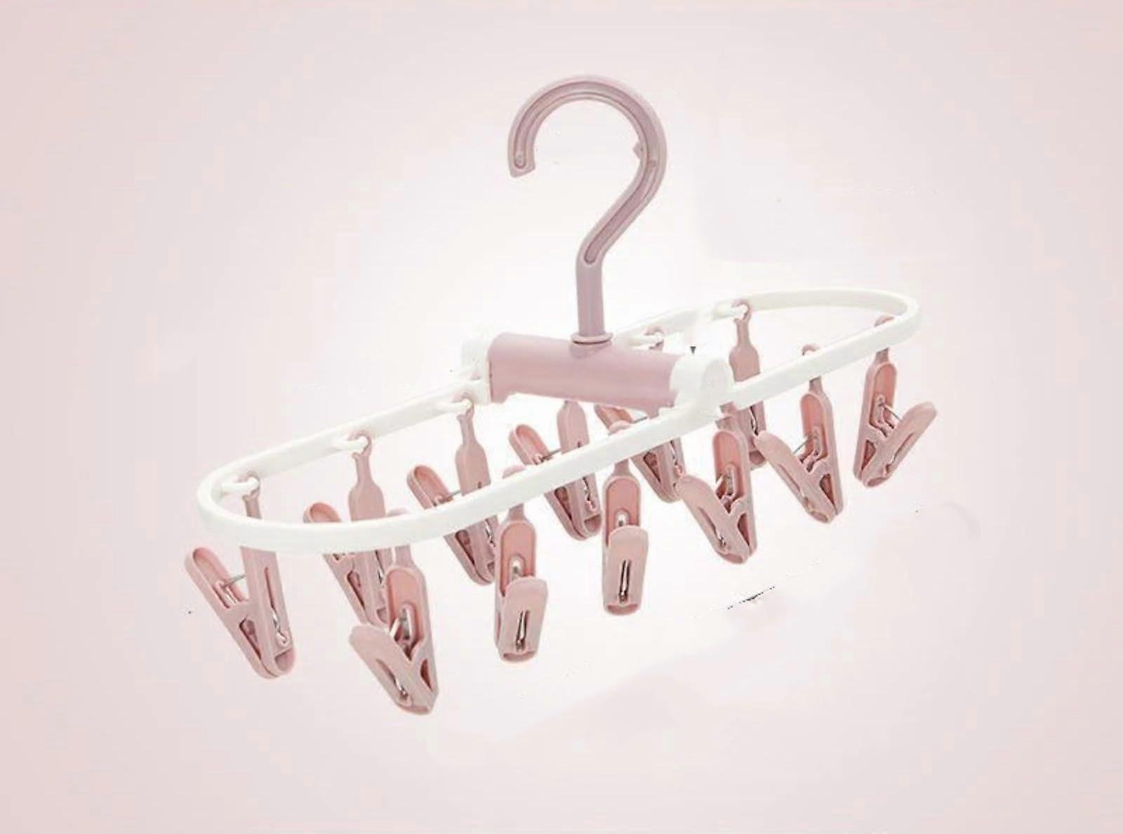Foldable Clothes Drying Rack with 12 Clips, 360 Degree Rotating Hanging Hanger for Small Items