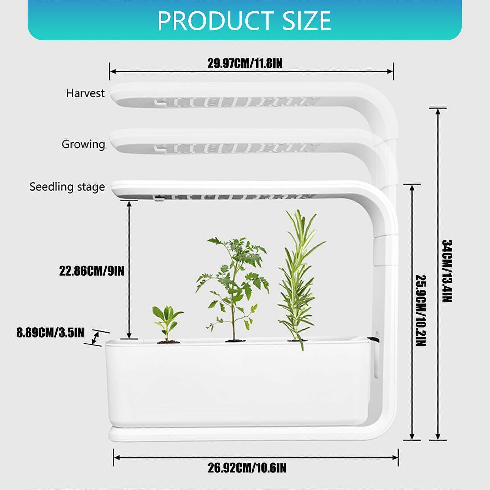Expandable 3 Plant Growth System Full Spectrum LED Light Hydroponic ...